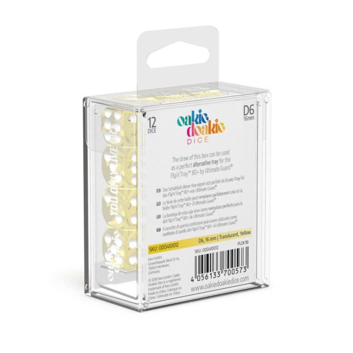 TRANSLUCENT - Oakie Doakie Dice - 12 D6 dice of 16 mm - Dice