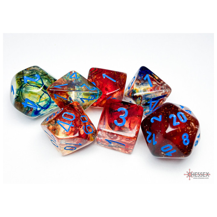 ACCESSOIRES JEUX DE SOCIÉTÉ - Chessex 7 Die Sets - Nebula Tm Primary/Blue Luminary 7-Die Set