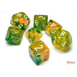 ACCESSOIRES JEUX DE SOCIÉTÉ - Chessex 7 Die Sets - Nebula Tm Spring/White Luminary 7-Die Set