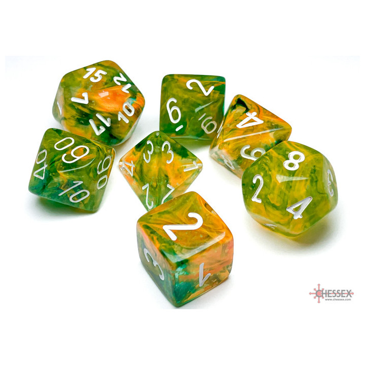 Chessex 7 Die Sets - Nebula Tm Spring/White Luminary 7-Die Set - DICE - COUNTERS