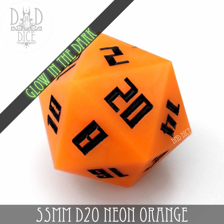 DÉS - 55mm D20 - Neon Orange (Glow)