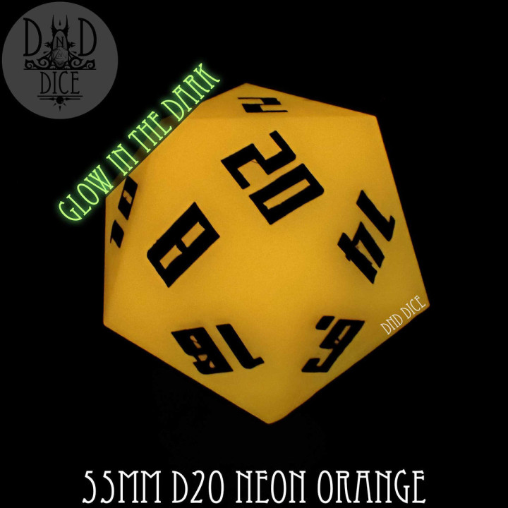 DÉS - 55mm D20 - Neon Orange (Glow)