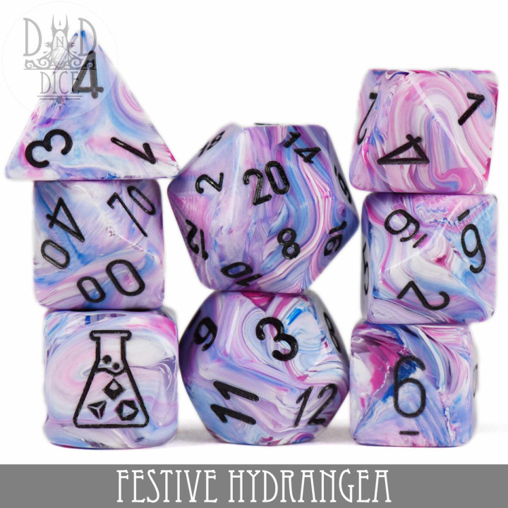 DÉS - Festive Hydrangea 8 Dice Set
