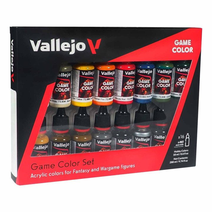 PEINTURES - Vallejo - Game Color / 16 Colors Set - Leather & Metal 18 Ml