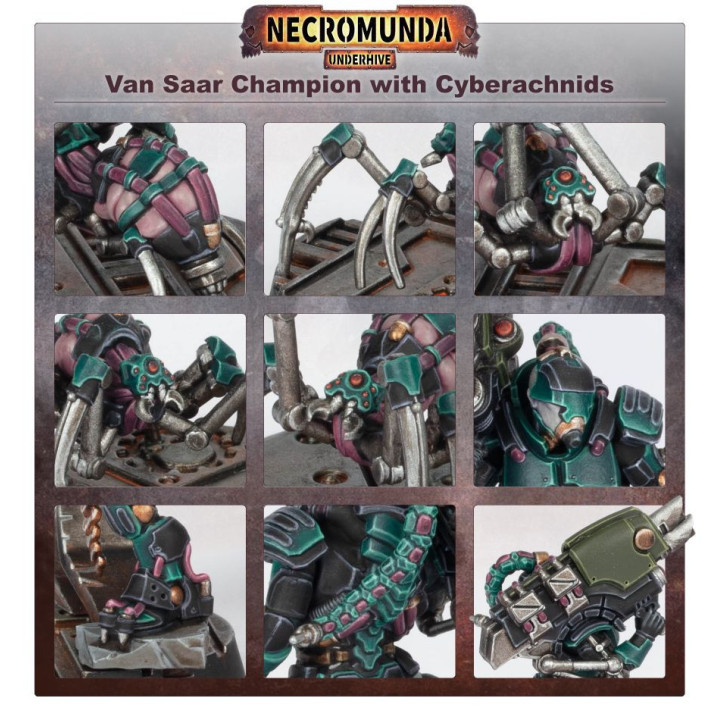 Van Saar Champion in Carapace Armour with Cyberachnids - NECROMUNDA